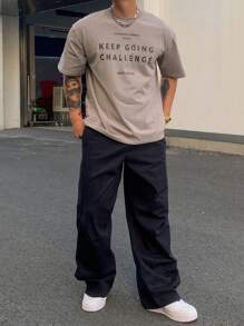 DAZY Solid Navy Pleated Design Men's Pants, Spring/Summer - Navy Blue - View 3