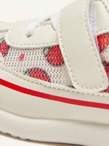 Cozy Pixies 4 Seasons Versatile Casual Mesh Strawberry Pattern Cute Soft Bottom Sport Sneakers For Toddler Girls - Beige - View 9