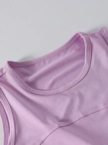 SHEIN Tween Girl Minimalist Round Neck Sleeveless High Waist Loose Solid Color Long Dress, Comfortable Simple Versatile Korean Style For Early Summer - Purple - View 3