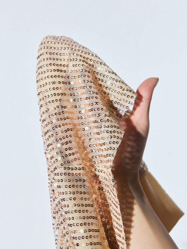 SHEIN Maija Women's Christmas Party Sequin Patchwork Wrap Tie Skirt, Elegant Party Christmas Women Long Skirt Summer S For Women Concert Women