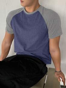 DAZY 男士夏季休闲拼色短袖 T 恤