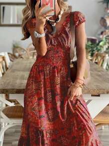 INAWLY Women's Extra Long Casual Dress, Minimalist & Fashionable For Everyday Wear - Red - View 4