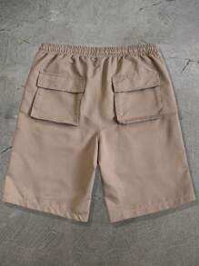 ROMWE MEN Street Life Herren modische Multi-Taschen Cargo Shorts in weiter Passform - Khaki - Übersicht 2