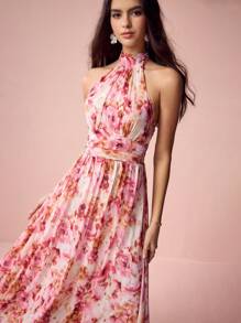 Enchnt Women Spring Simple Casual Daily Dress - Pink - View 5