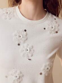 MOTF Blumen Patch Kurzarm T-Shirt