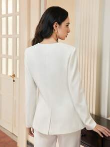 ZEYLAH WOMEN'S STRUCTURED SINGLE BREASTED BLAZER - White - View 8