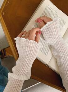 DAZY 女士花卉印花半透明宽松开衫 秋冬 - 白色 - 查看 6