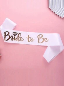 SHEIN 1 件 9.5*79 厘米缎带肩带，婚礼生日派对装饰，多种款式适合新娘、准爸爸、准妈妈、伴娘和伴郎、冠军、获胜肩带、生日礼物，多种颜色 - 白色 - 查看 2