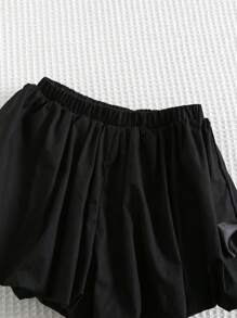 Cozy Pixies 2pcs Baby Girl Black And White Summer Cute Birthday Outfit,Retro Elegant Big Bow Round Neck Cap Sleeve Top And Elastic Waist Decor Shorts Set - Multicolor - View 7