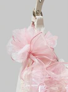 ROMWE Kawaii Pink Lace Bowknot 3D Flower Cute Shoulder Bag - Beige - View 5