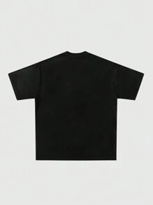 ROMWE MEN Street Life Camiseta casual y de moda con estampado de estrella punk para hombres, talla optimizada - Nueva versión, rave, estilo de los 2000 - Negro - Ver 3