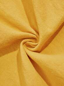 SHEIN Tween Girls' Vacation Casual Solid Color Square Neck Short Sleeve Woven Dress - Yellow - View 5