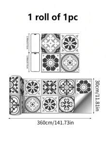 1 卷地中海风格加厚防水自粘厨房和浴室装饰墙贴，3 种尺寸可选：11.81*47.24、11.81*94.49、11.81*141.73 英寸 - 彩色 - 查看 3