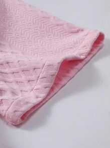 Manfinity Homme Men's Vacation Casual Style Jacquard Knit Short-Sleeve Shirt And Shorts Set, For Hawaiian Beach Vacations, Music Festivals, And Everyday Wear. Great Gift For Boyfriends Or Husbands, Cozy Outfits - Baby Pink - View 8