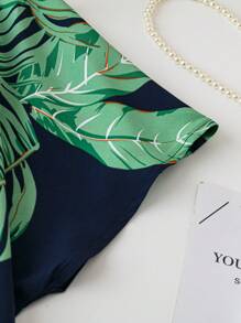 SHEIN LUNE 大码波西米亚风休闲植物印花蝙蝠袖连衣裙，适合度假、夏季