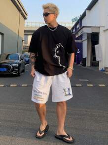 DAZY Men's Letter Print Grey Shorts, Spring/Summer - Grey - View 5