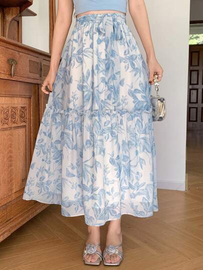 DAZY Women's Simple Ditsy Floral A-Line Skirt, Casual And Fashionable For Daily Wear Summer Vacation Outfits Women