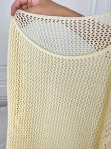 Flirla Women's Solid Color Hollow Out Casual Knit Sweater Knit Pullover Fall Winter