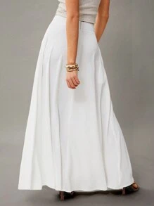 Firerie Solid High Waist Maxi Skirt - White - View 2