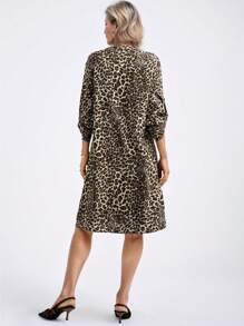 SHEIN LUNE Women Casual Leopard Print Mid-Length Dress - Multicolor - View 2