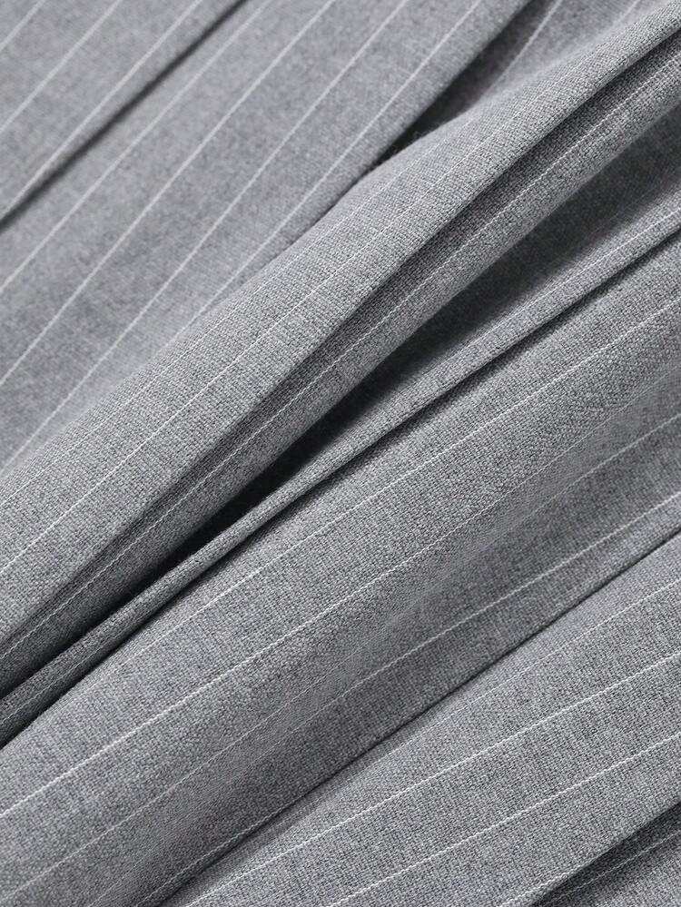 Stylish 3D Cut Waist Pleated Striped Casual Mid-Calf Dress For Women Sundress Business Casual Woman Work Clothes