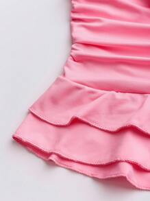 SHEIN Unity 女士纯色 V 领修身休闲背心 - 粉色 - 查看 4