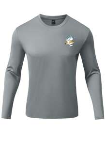 Manfinity KASUA Men's Letter Print Round Neck Surfing T-Shirt - Grey - View 3