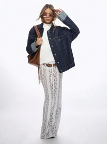 MISSGUIDED 设计师款超大号卡车司机牛仔夹克，翻边袖口，经典复古风格，纽扣前襟，适合秋冬分层穿着，街头时尚必备