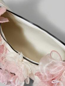 ROMWE Kawaii Pink Lace Bowknot 3D Flower Cute Shoulder Bag - Beige - View 6