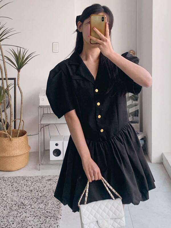 DAZY Women's Solid Color Cropped Jacket Style Waist Cinched Mini Dress