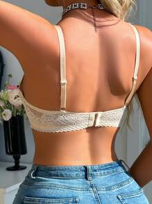 2 件套带钢圈蕾丝衬垫聚拢文胸，性感女士内衣套装 - 彩色 - 查看 2