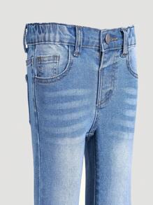 SHEIN 2pcs/Set Young Girls Fashionable Elastic Flared Jeans - Multicolor - View 6