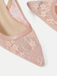 CUCCOO HITCHD Women's Pointed Toe Lace Design Stiletto High Heel Shoes, Romantic & Elegant, Graceful & Noble, Suitable For Wedding, Formal Occasions. Light & Soft Lace Mesh Material, Peach Color. Spring Shoes Spring Break Easter Prom Heels - Dusty Pink - View 9