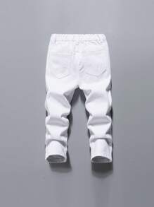 Young Boy Stylish Ripped White Skinny Fit Denim Jeans