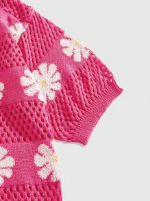 ROMWE MEN Casual Áo len nam tay ngắn thường ngày xuân/hè - Màu Hồng Tươi - Xem 5