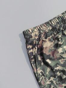 Manfinity Homme Men's Camo Print Drawstring Waist Casual Cargo Shorts - Multicolor - View 5