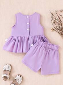 Souflis Souflis 2 stuks paarse elegante, luxe en schattige casual outfits voor babymeisjes, lente/zomer