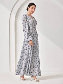 Veilorie 朴素休闲印花图案女式阿拉伯风格连衣裙，女式超长连衣裙 - 彩色 - 查看 6