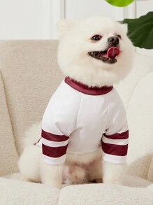 PETSIN 1 pieza Vintage Rayas Blanco Letras y Números Gráfico Chaleco para Mascotas Gatos Perros, Diseño Fresco Casual Transpirable y Cómodo