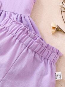 Souflis Souflis 2 stuks paarse elegante, luxe en schattige casual outfits voor babymeisjes, lente/zomer