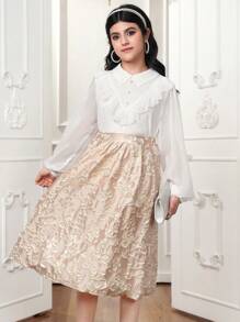 Teen Girl Casual Versatile Sweet Bow Floral Bubble Hem Mini Skirt, Suitable For Spring, Summer, Autumn Wear, Suitable For, Vacation, Outing - Multicolor - View 6