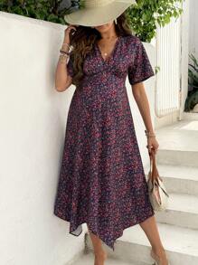 SHEIN Maternity Ditsy Floral Casual Commute Holiday Dress