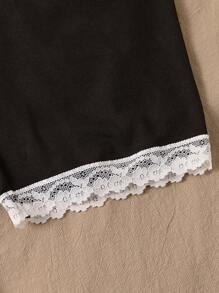Set de 2 piezas de mallas cortas con adorno de encaje en color carne y negro para adolescentes - Multicolor - Ver 3