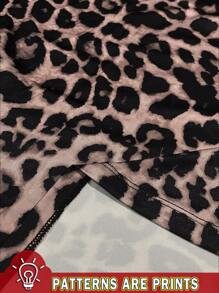EMERY ROSE Chaqueta de mujer con estampado de leopardo de talla grande, informal, apta para salir, para primavera/otoño - Multicolor - Ver 3