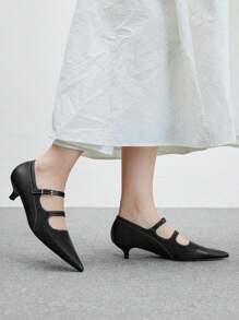 CUCCOO BIZCHIC Donne Pumps Mary Jane con punta affusolata, tacco basso Kitten, cinturino, design minimalista e confortevole, ideale per ufficio/casual ed elegante, adatto per outfit primaverili/estivi