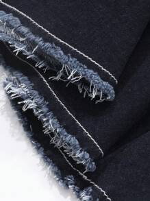 FRIFUL Chân váy denim nữ casual dáng bất đối xứng, chân váy jeans xếp ly - Màu xanh lam - Xem 3