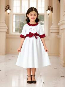 SHEIN Young Girl Elegant Casual Ditsy Floral Patchwork Sleeveless Dress, Suitable For Daily Wear And Festivals, Summer New Arrival - White - View 3
