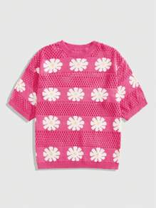 ROMWE MEN Casual Áo len nam tay ngắn thường ngày xuân/hè - Màu Hồng Tươi - Xem 1