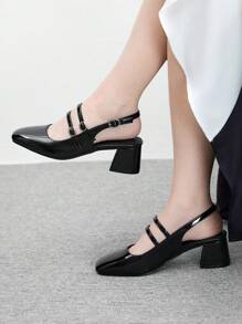 CUCCOO BIZCHIC Simple Women Mary Jane Platform Heels Shoes, For Halloween Spring Shoes Spring Break Easter - Black - View 3