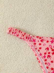 DAZY Spring Break Women Summer Beach Random Printed Cute Swimwear Bottom - Pink - View 6